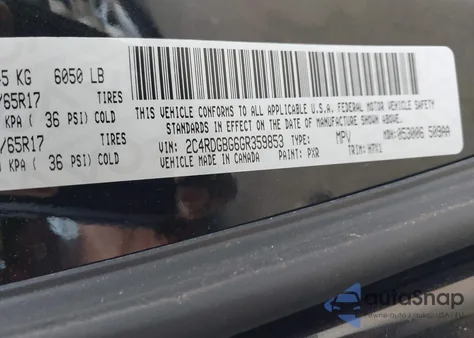 2016 Dodge Grand Caravan American Value Pkg из США, поврежденный, VIN 2C4RDGBG6GR359853